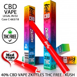 40% CBD VAPE ZKITTLES - KUSH VAPE DISPOSABLE (200mg CBD) CBG WEED THC CANNABIS MARIJUANA MEDVAPE LEGAL